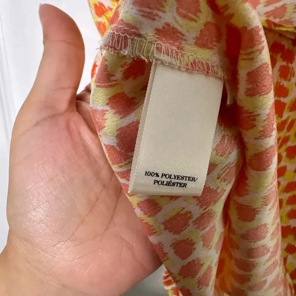 ANN TAYLOR XS Petite Sleeveless Ruffle Front Blouse Orange Yellow - Picture 4 of 6